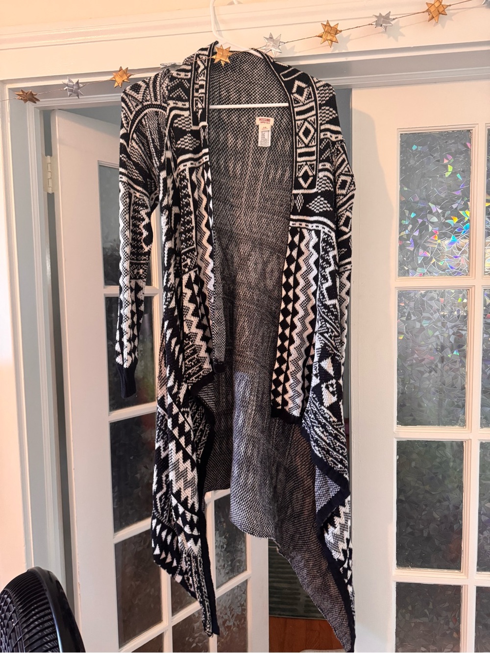 Mossimo Supply Co. Black and White Geometric Open-Front Cardigan